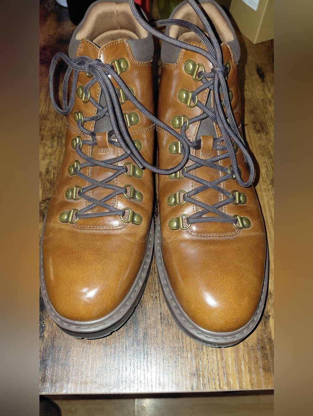 Aldo Brown Leather Lace-Up Hiking Boots
